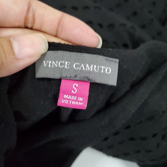 Vince Camuto Black Mesh-Like Long-Sleeve Bandage Top - Picture 3 of 12